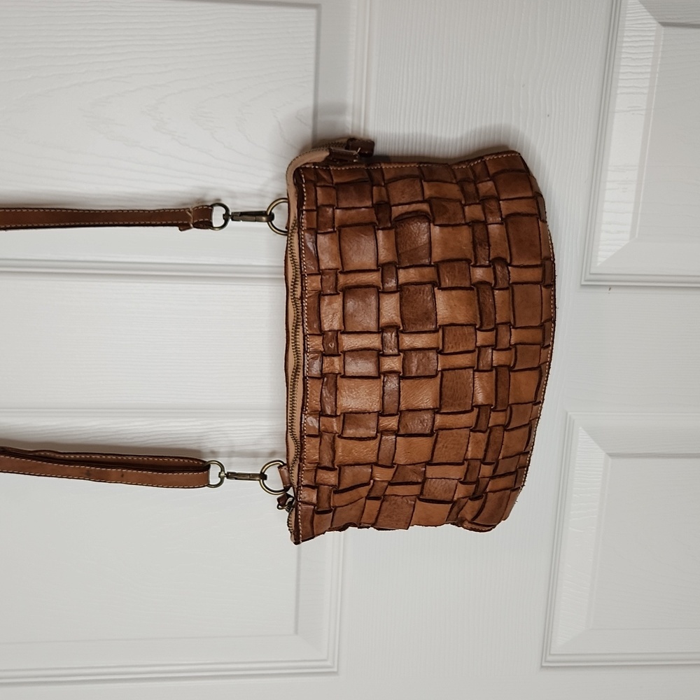 Costanza Rota Italian leather woven shoulder  large crossbody handbag purse